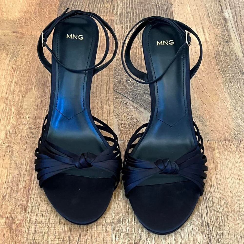 Mango black strappy heels
